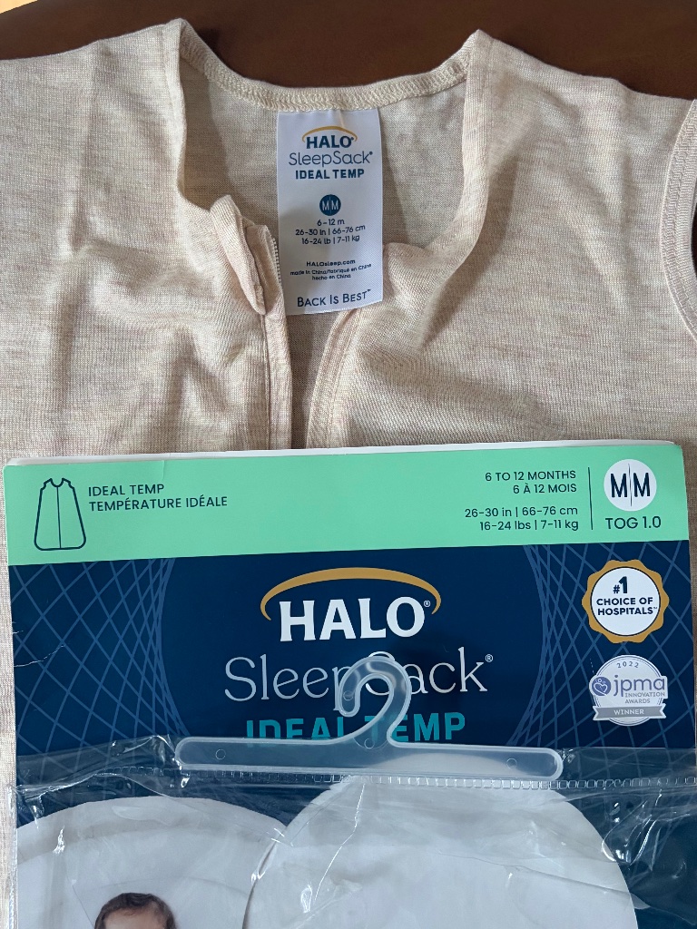 Halo Sleepsack Ideal Temp Oatmeal Cream Nwt Size Medium 6-12 Months Safe Sleep — image 2 of 5